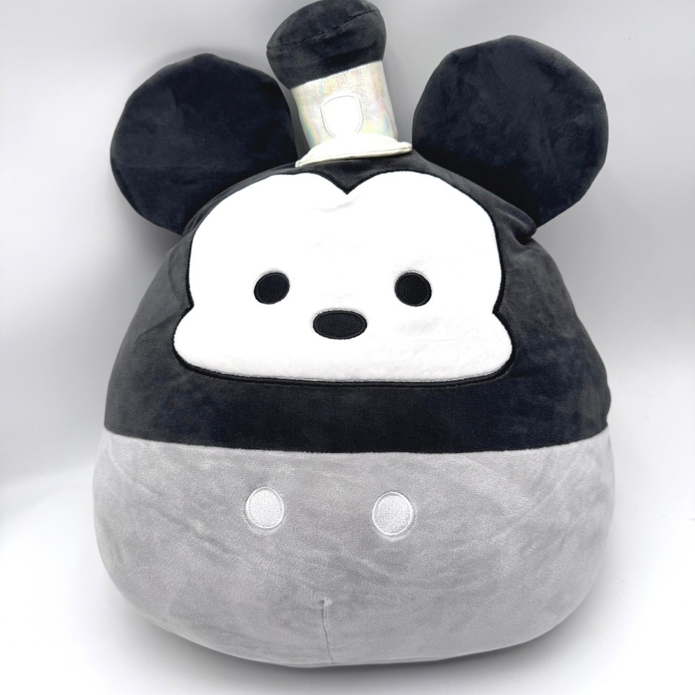 DISNEY SQUISHMALLOWS New 18" Steamboat Willie Mickey Mouse Plush Grayscale